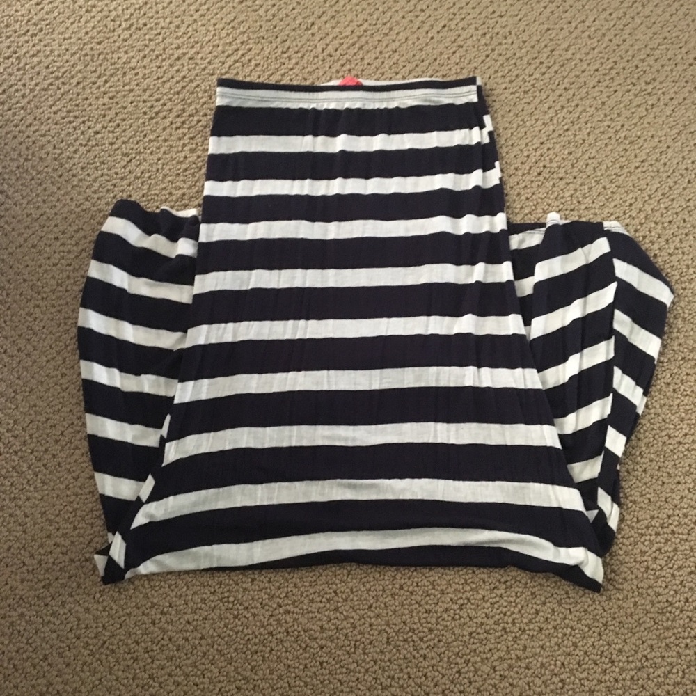 Navy an white striped maxi skirt